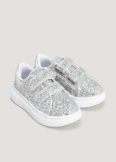 Girls Silver Platform Trainers (Younger 4-12)