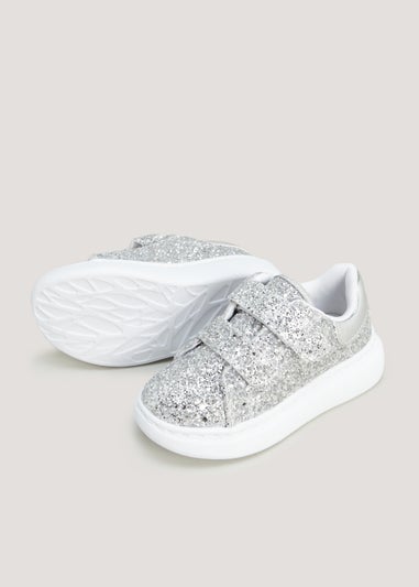 Girls silver 2025 glitter trainers