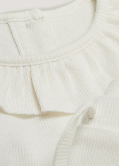 Baby Cream Frill Ribbed Lounge Set (Newborn-23mths)