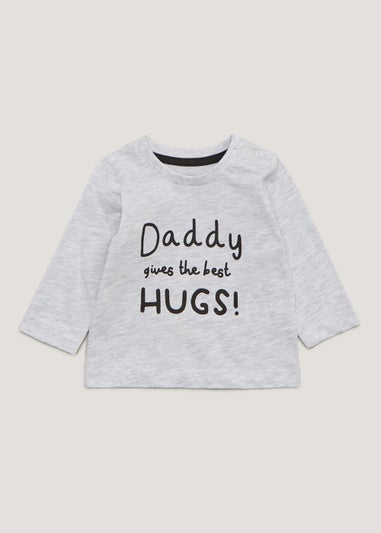 Baby Grey Daddy Slogan T-Shirt (Newborn-23mths)