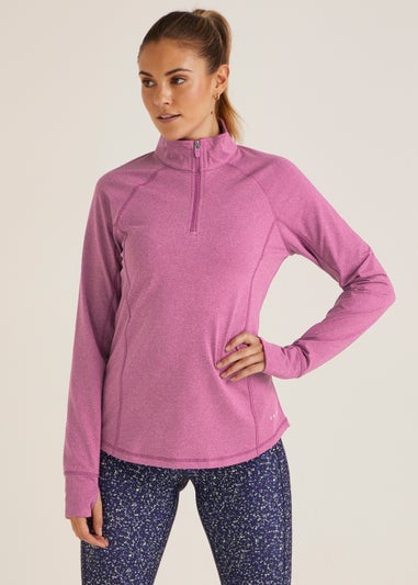 Souluxe Berry Brushed Half Zip Sports Sweatshirt