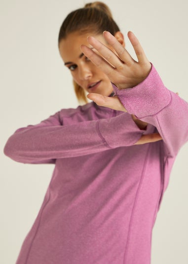Souluxe Berry Brushed Half Zip Sports Sweatshirt