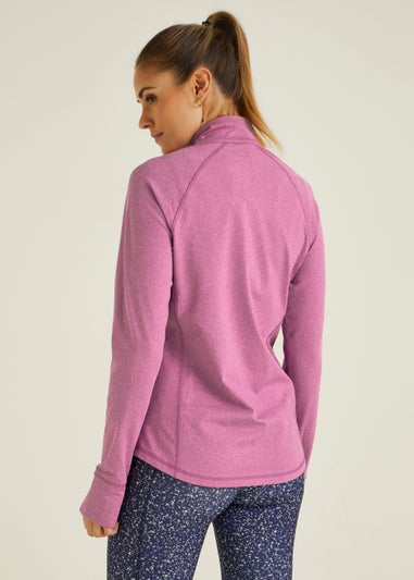 Souluxe Berry Brushed Half Zip Sports Sweatshirt