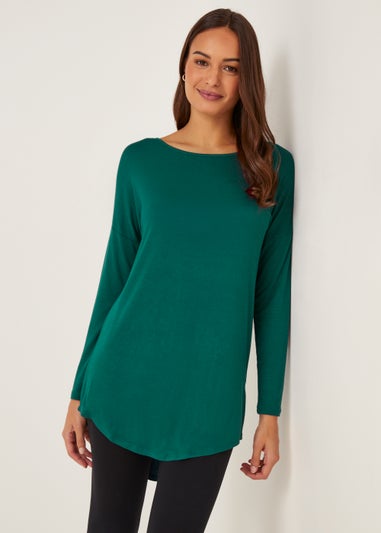 Dark Green Viscose Longline Top