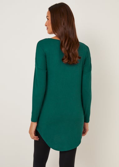 Dark Green Viscose Longline Top