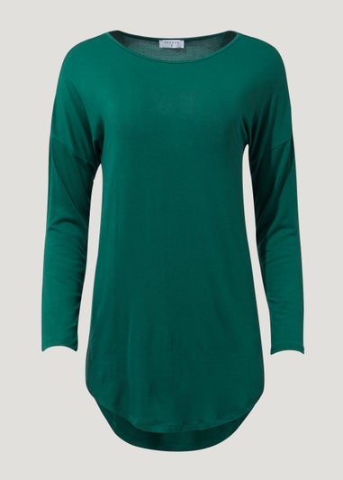 Dark Green Viscose Longline Top