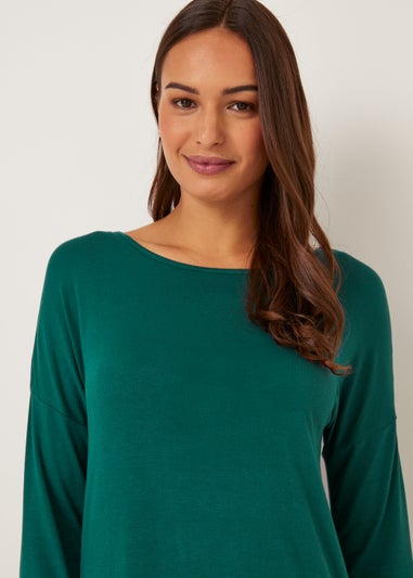 Dark Green Viscose Longline Top