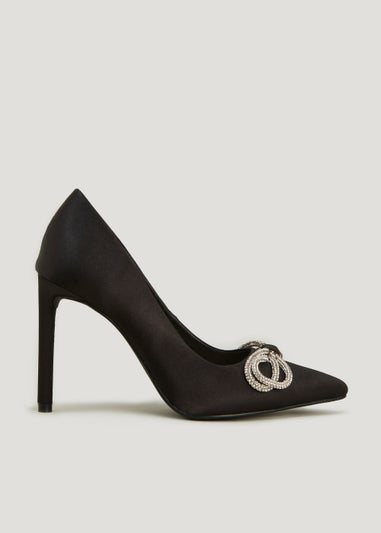 Be Beau Black Bow Point Toe Heels