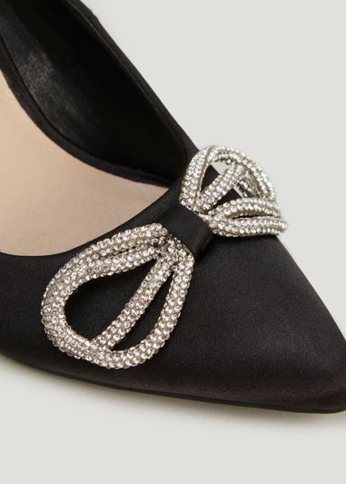 Be Beau Black Bow Point Toe Heels