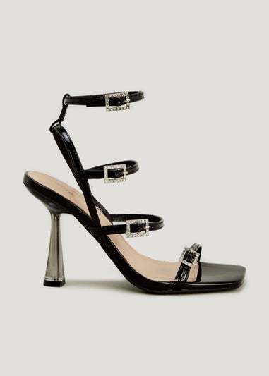Be Beau Black Buckle Strap Heels