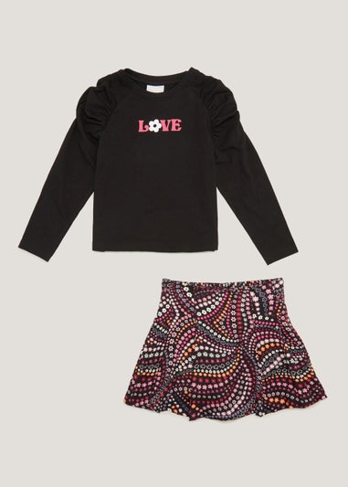 Girls Retro Print Top & Skort Set (4-13yrs)
