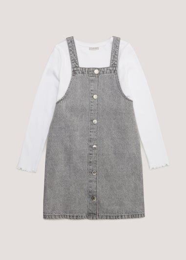 Matalan black 2024 denim pinafore