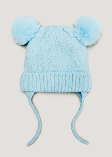 Blue Diamond Knit Baby Trapper Hat (Newborn-24mths)