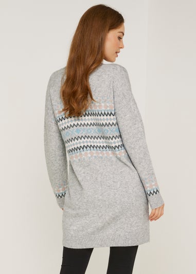Grey Marl Pearl Fair Isle Mini Dress