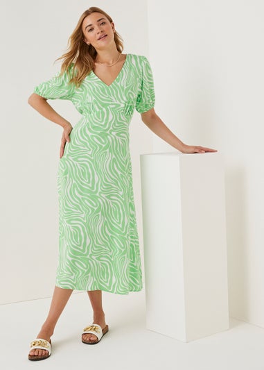 Green Swirl Midi Dress