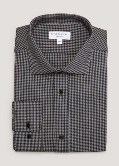 Taylor & Wright Navy Puppytooth Stretch Fit Shirt