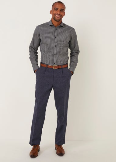 Taylor & Wright Navy Puppytooth Stretch Fit Shirt