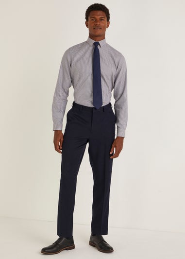 Taylor & Wright Navy Puppytooth Slim Fit Shirt