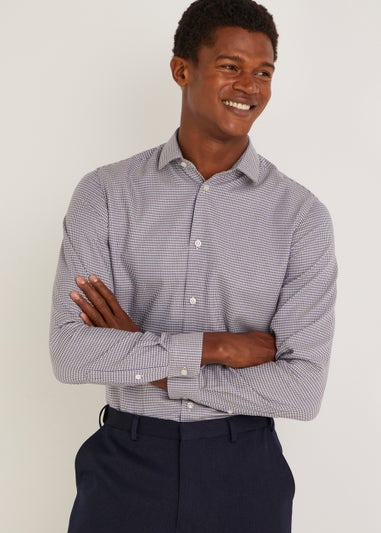 Taylor & Wright Navy Puppytooth Slim Fit Shirt