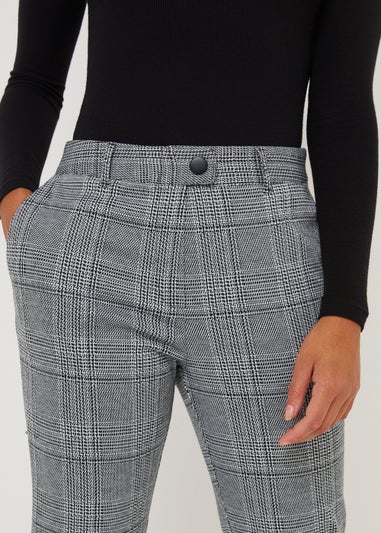 Black Check Elastic Back Trousers