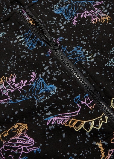 Boys Black Neon Dinosaur Onesie (4-13yrs)
