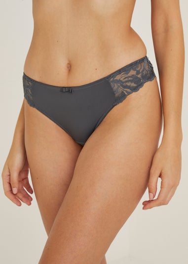 Grey Lace Brazilian Knickers
