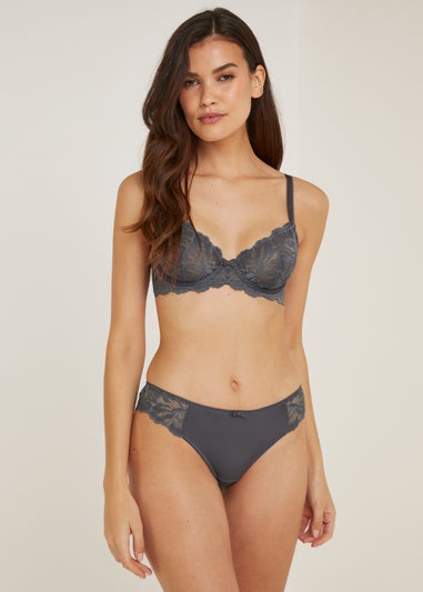 Grey Lace Brazilian Knickers - Matalan