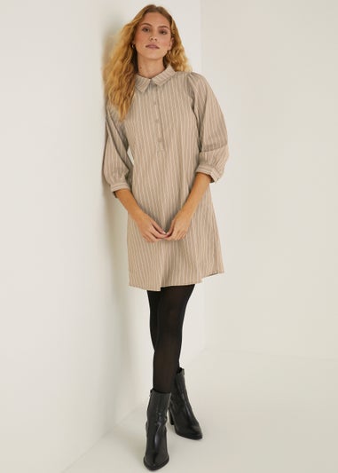 JDY Beige Stripe Shirt Dress