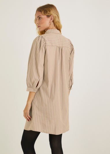 JDY Beige Stripe Shirt Dress