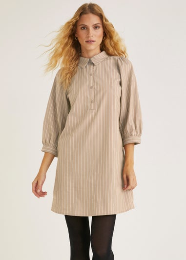 JDY Beige Stripe Shirt Dress