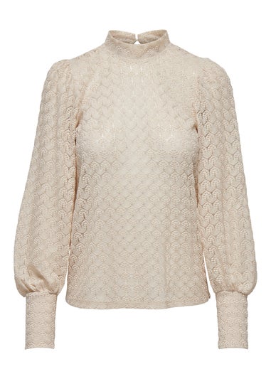 JDY Avery Beige Lace Top