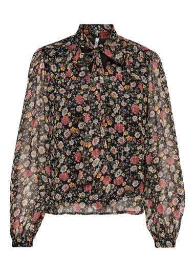 JDY Cody Black Floral Bow Top