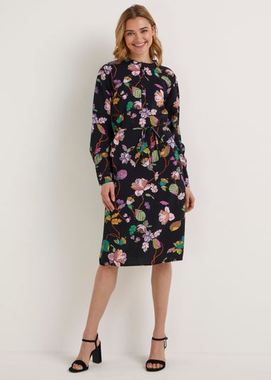 JDY Micki Black Floral Long Sleeve Dress