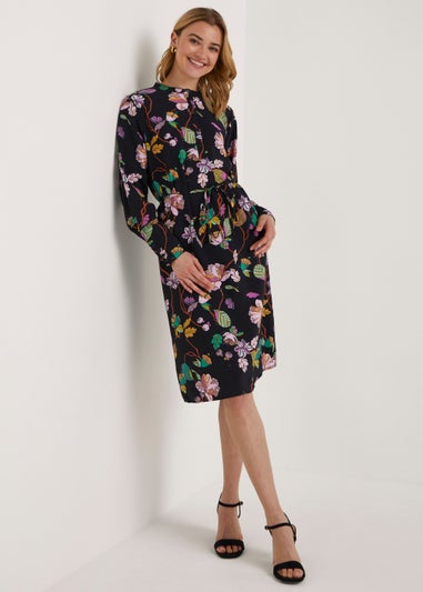 JDY Micki Black Floral Long Sleeve Dress