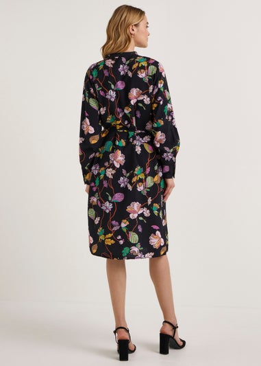 JDY Micki Black Floral Long Sleeve Dress