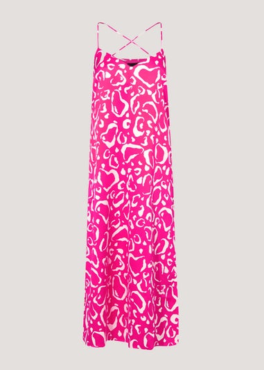 Be Beau Pink Print Midi Cami Dress