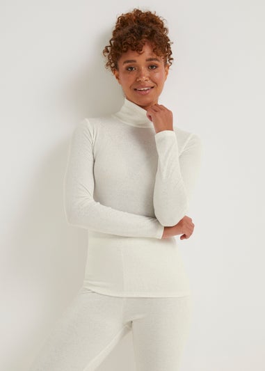 Cream Thermal Roll Neck Top