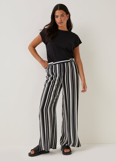 Stripe Split Hem Wide Leg Trousers