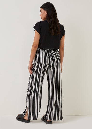 Stripe Split Hem Wide Leg Trousers