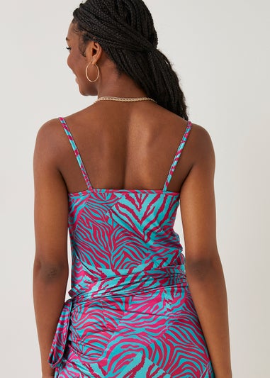 Be Beau Blue Zebra Print Co-Ord Cami Top