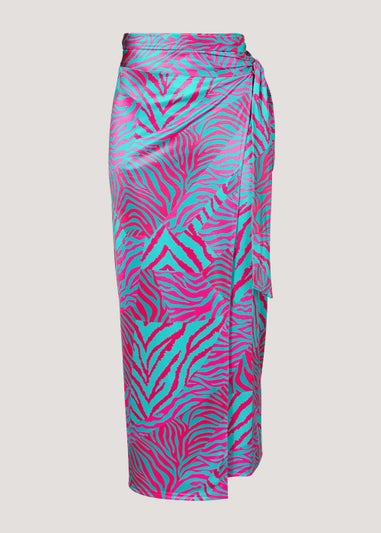 Be Beau Blue Zebra Print Co-Ord Wrap Skirt