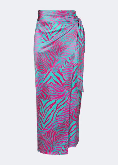 Be Beau Blue Zebra Print Co-Ord Wrap Skirt