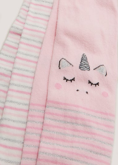 Girls 2 Pack Unicorn & Stripe Tights (2-11yrs)