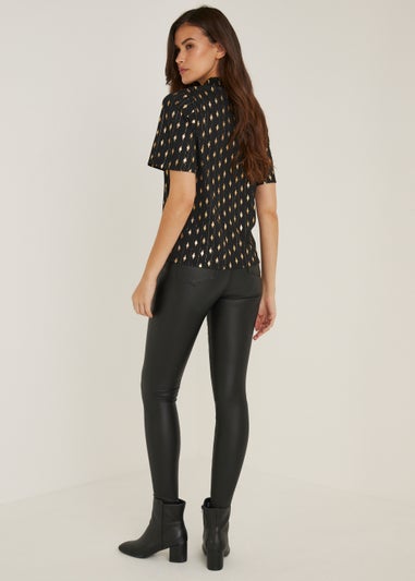 Papaya Petite Rosie Black Coated Jeggings