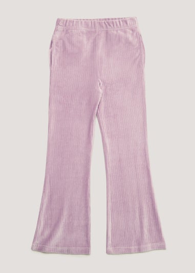 Girls Purple Velour Joggers (4-13yrs)