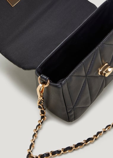 Black Quilted Handle Mini Bag