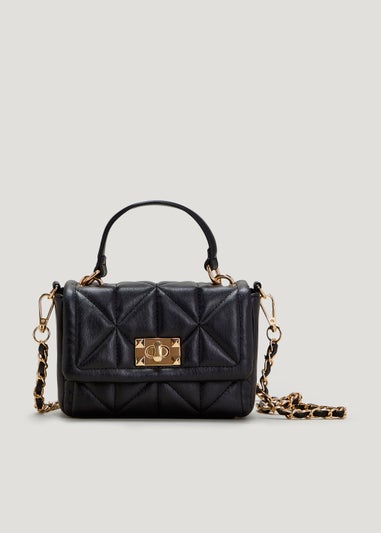 Black Quilted Handle Mini Bag