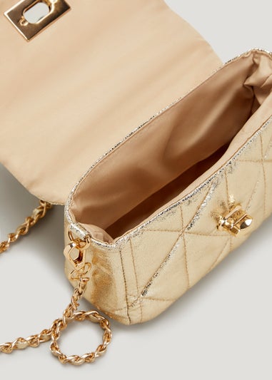 Gold Quilted Handle Mini Bag