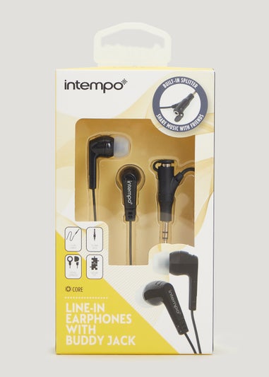 intempo Black Line-In Buddy Jack Earphones