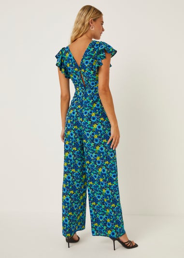 Be Beau Blue Floral Jumpsuit